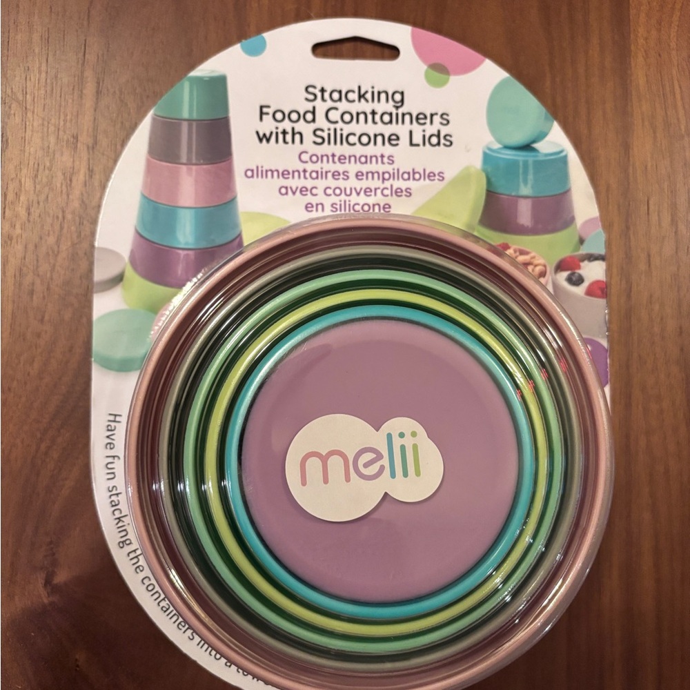 Stacking Food Containers with Silicone Lids - Purple, Green, Blue